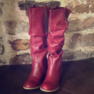 Red Colin Stuart leather slouch boots sz 8 new